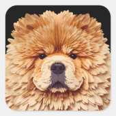 PAPIER MIRAGE Red Chow Quadratischer Aufkleber (Vorderseite)