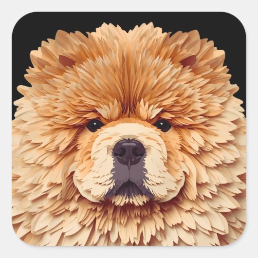 PAPIER MIRAGE Red Chow Quadratischer Aufkleber (Vorderseite)