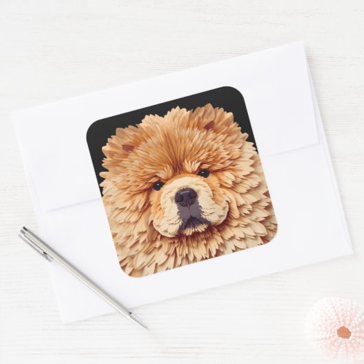 PAPIER MIRAGE Red Chow Quadratischer Aufkleber (Umschlag)