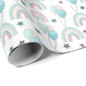 Papier mit Ballons und Regenbögen wackeln. Geschenkpapier (Rolleneckpunkt)