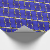 Papier mit blau und goldgestripptem Muster Geschenkpapier (Ecke)