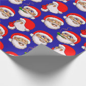 Papier mit blauem Hintergrund Santa Geschenkpapier (Ecke)