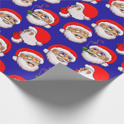 Papier mit blauem Hintergrund Santa Geschenkpapier (Ecke)