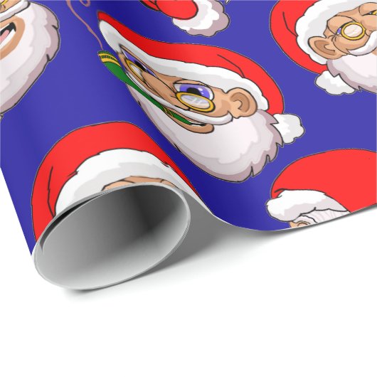 Papier mit blauem Hintergrund Santa Geschenkpapier (Rolleneckpunkt)