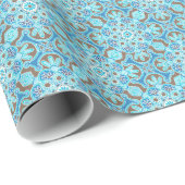 Papier mit blauen Medaillen Geschenkpapier (Rolleneckpunkt)