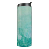 Papier mit blauer, grüner und schwarzer abstrakter thermosbecher (Nach links gedreht)