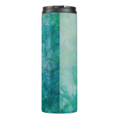 Papier mit blauer, grüner und schwarzer abstrakter thermosbecher (Rückseite)