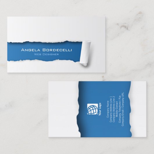 Papier mit der Visitenkarte des Web-Designers (Vorne/Hinten)