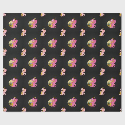 Papier mit Drachen-Cartoon Geschenkpapier (Flach)