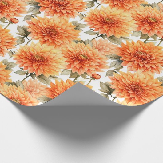 Papier mit floralen Aquarellfarben - Dahlias Geschenkpapier (Ecke)