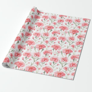 Papier mit floralen Aquarellfarben - Nelken Geschenkpapier