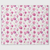 Papier mit floraler Aquarellfolie - Tulpen Geschenkpapier (Flach)