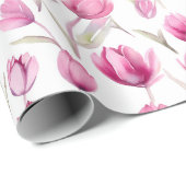 Papier mit floraler Aquarellfolie - Tulpen Geschenkpapier (Rolleneckpunkt)