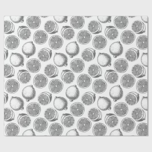 Papier mit handgezogenem Zitronenmuster Geschenkpapier (Flach)