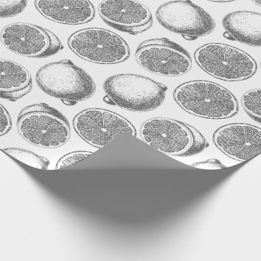 Papier mit handgezogenem Zitronenmuster Geschenkpapier (Ecke)