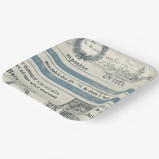 Papier mit Nautikdetails Pappteller (Gewinkelt)