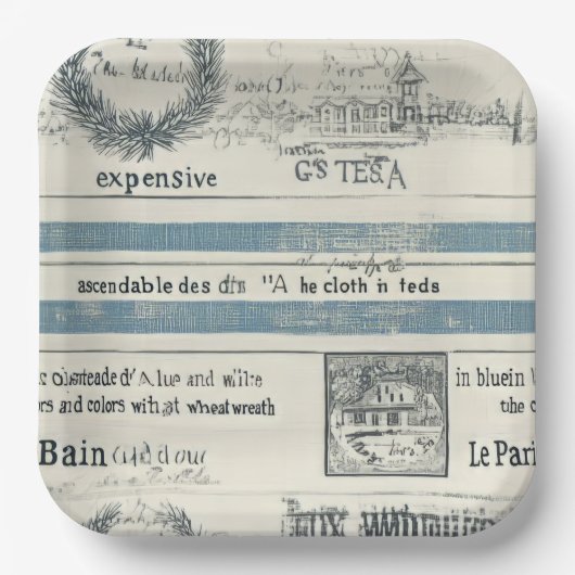 Papier mit Nautikdetails Pappteller (Vorderseite)