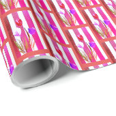 PAPIER MIT PINKEN, ROTEN UND LILA TULIPS. GESCHENKPAPIER (Rolleneckpunkt)