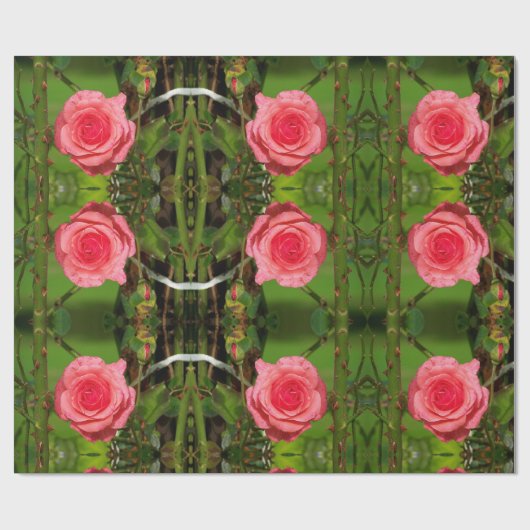 Papier mit rosa Rosen Geschenkpapier (Flach)