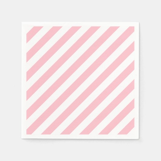 Papier mit rosa und weißem, diagonalen Streifen Serviette (Vorderseite)
