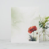Papier mit rotem Mohn im Wasserfarbstil Briefbogen (Stehend Vorderseite)