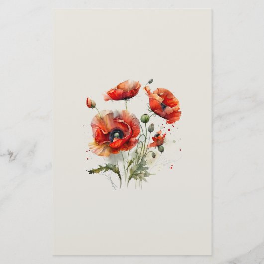 Papier mit rotem Mohnblumen (Rückseite)