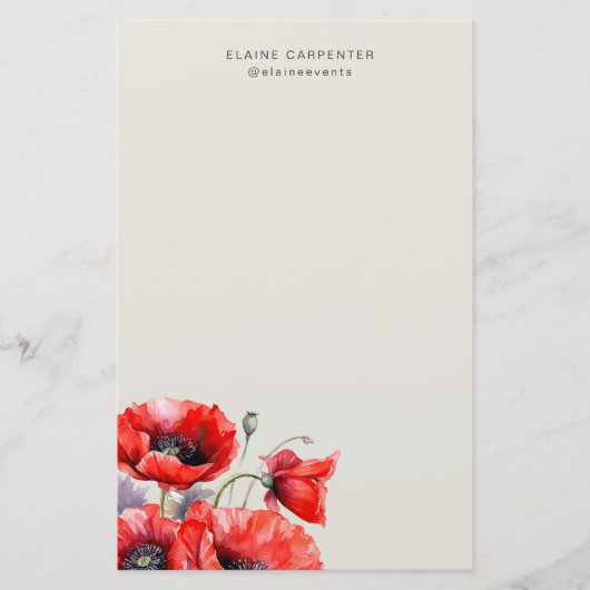 Papier mit rotem Mohnblumen (Vorderseite)