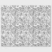 Papier mit schwarz-weißem Doodle Geschenkpapier (Flach)