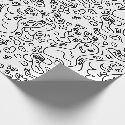 Papier mit schwarz-weißem Doodle Geschenkpapier (Ecke)
