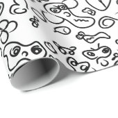 Papier mit schwarz-weißem Doodle Geschenkpapier (Rolleneckpunkt)