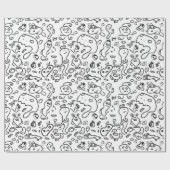 Papier mit schwarz-weißem Doodle Geschenkpapier (Flach)