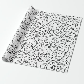 Papier mit schwarz-weißem Doodle Geschenkpapier