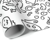 Papier mit schwarz-weißem Doodle Geschenkpapier (Rolleneckpunkt)