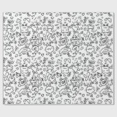 Papier mit schwarz-weißem Doodle Geschenkpapier (Flach)