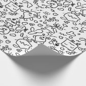 Papier mit schwarz-weißem Doodle Geschenkpapier (Ecke)