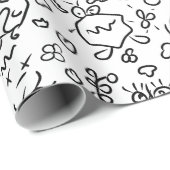 Papier mit schwarz-weißem Doodle Geschenkpapier (Rolleneckpunkt)