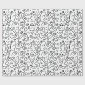 Papier mit schwarz-weißem Doodle Geschenkpapier (Flach)