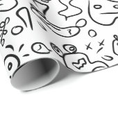 Papier mit schwarz-weißem Doodle Geschenkpapier (Rolleneckpunkt)