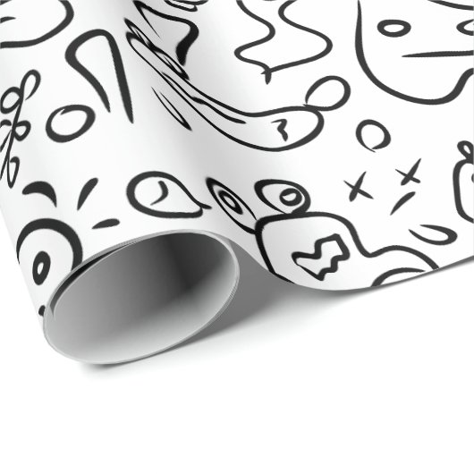 Papier mit schwarz-weißem Doodle Geschenkpapier (Rolleneckpunkt)