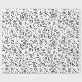 Papier mit schwarz-weißem Doodle Geschenkpapier (Flach)