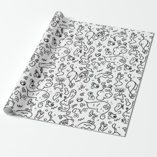 Papier mit schwarz-weißem Doodle Geschenkpapier