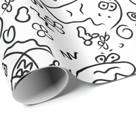 Papier mit schwarz-weißem Doodle Geschenkpapier (Rolleneckpunkt)