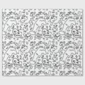Papier mit schwarz-weißem Doodle Geschenkpapier (Flach)