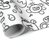Papier mit schwarz-weißem Doodle Geschenkpapier (Rolleneckpunkt)
