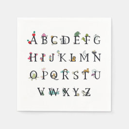 PAPIER NAPKIN : ALPHABET CHARTA SERVIETTE