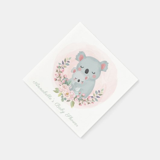 PAPIER NAPKIN : BABY KOALAS : BABY SHOWER SERVIETTE (Ecke)