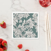 Papier Napkin Damask Design Aqua Black & White Serviette (Beispiel)