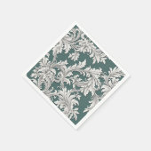Papier Napkin Damask Design Aqua Black & White Serviette (Ecke)
