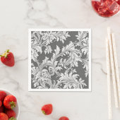 Papier Napkin Damask Design Grau Schwarz & Weiß Serviette (Beispiel)