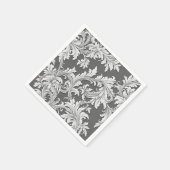 Papier Napkin Damask Design Grau Schwarz & Weiß Serviette (Ecke)